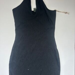 black midi halter dress